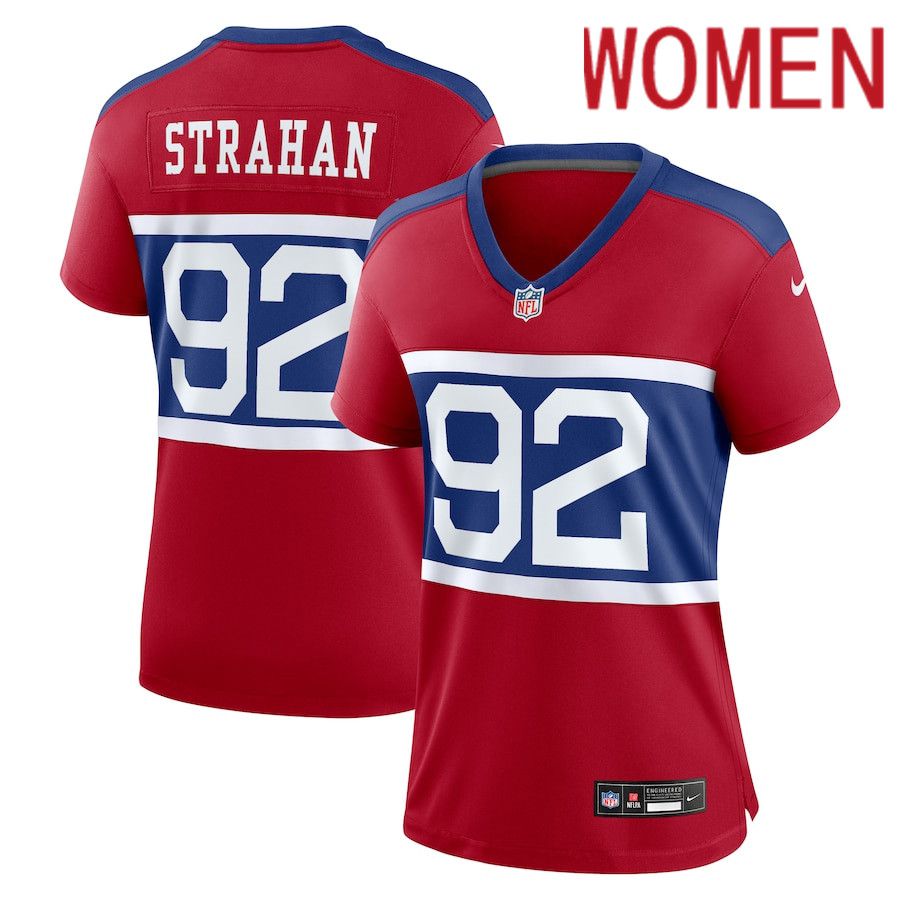 Women New York Giants #92 Michael Strahan Nike Century Red Alternate Retired Player Game NFL Jersey->women nfl jersey->Women Jersey